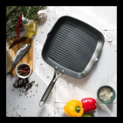 Grill Carré Castel'Pro 28 cm Poignée Fixe Ultralu Cristel