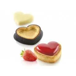 Kit Moule Silicone 8 Tartelettes Cœur 8 x 7 cm Silikomart Professional