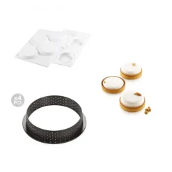 Kit Moule Silicone 4 Tartelettes Ø 100mm Silikomart Professional