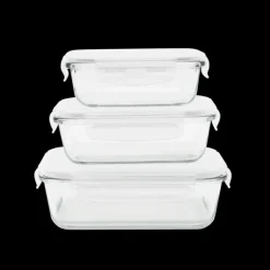 Lot 3 Boîtes de Conservation en Verre Rectangle Pebbly