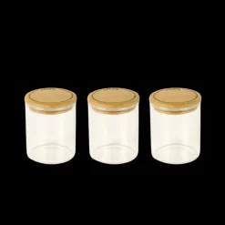 Lot 3 Pots à Épices en Verre et Bambou 190 ml Pebbly