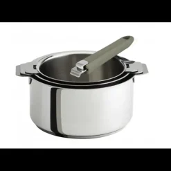 Lot de 3 Casseroles inox avec Poignée Taupe Mutine Amovible Cristel