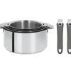 Lot de 4 Casseroles inox avec 2 Poignées Grises Mutine Amovibles Cristel