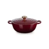 Marmite en Fonte 26 cm Garnet Bouton Doré Le Creuset Signature