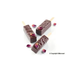 Moule à glace silicone 10 barres rectangles avec bâtonnets SilikoMart