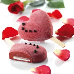 Moule à Glace Silicone 2 Mini Coeur avec bâtonnets SilikoMart