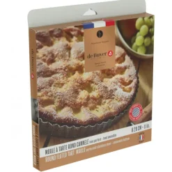 Moule à Tarte Cannelée Inox Perforé Amovible Ø 28 cm x H 2,5 cm De Buyer