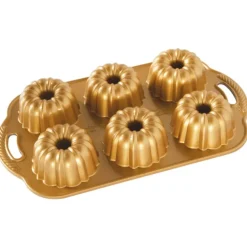 Moule Mini Bundt Anniversaire (x6) Gold Nordic Ware