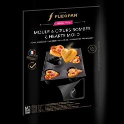 Moule Silicone 6 Cœurs Bombés 7,5 x 6,5 cm Flexipan Demarle