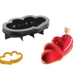 Moule Silicone Coeur Double 25 x 14 cm x H 6 cm Pavoni
