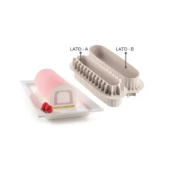 Moule Silicone Insert Bûche et Cake 22 x 5 x H 4 cm (x2) Silikomart 3D Design
