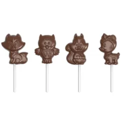 Moule Sucette Chocolat Animaux de la Forêt 65 mm (x4) Chocolate World