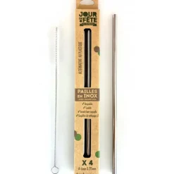 Paille en Inox Droite 21,5cm x4 Lebrun