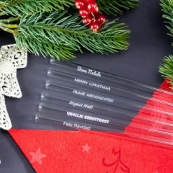 Paille Réutilisable en Verre Joyeux Noël 20cm droite x6 HALM