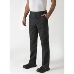 Pantalon de Cuisine Mixte Rayé Noir/Blanc TIMEO T.48 Robur