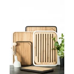 Planche à Pain Bambou 35 x 25 cm Blanc Pebbly