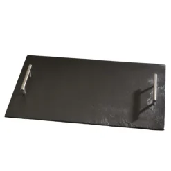 Plateau ardoise poignées métal par LeBrun (38x28cm)