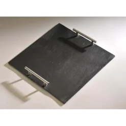 Plateau ardoise poignées métal par LeBrun (30x30cm)