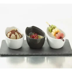 Plateau Rectangulaire 3 encoches Ardoise 25 x 12 cm Basalt Revol