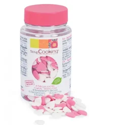 Pot de décors en sucre - Coeurs rose & blanc 50g Scrapcooking