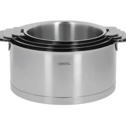 Série de 4 Casseroles + Poignée Strate Amovible Inox Cristel