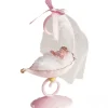 Sujet bapteme Fille Berceau Rose 10 cm